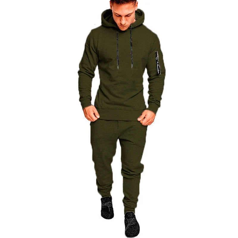 Male Fitness Camouflage Sweatshirts Jacket + Pants Sets