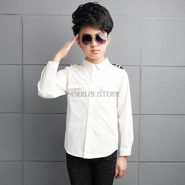 Turn Down Collar Blouse For Boys