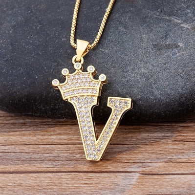 A-Z Zircon Crown  Necklace