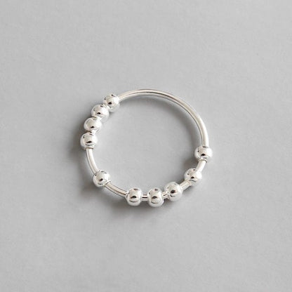 Silver Beaded Open Ring