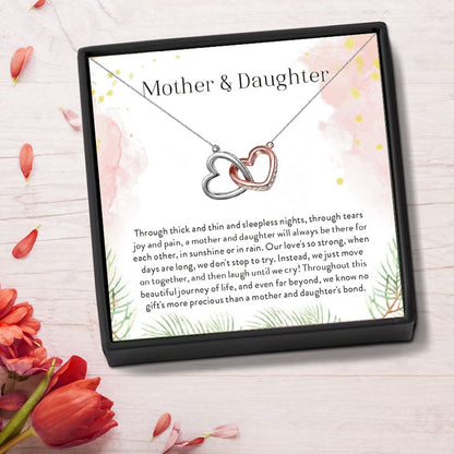 Mother Daughter Love Double Heart-shaped  Necklace