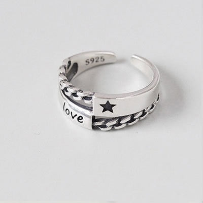 Smile Cry Face Heart Geometric Irregular Ring