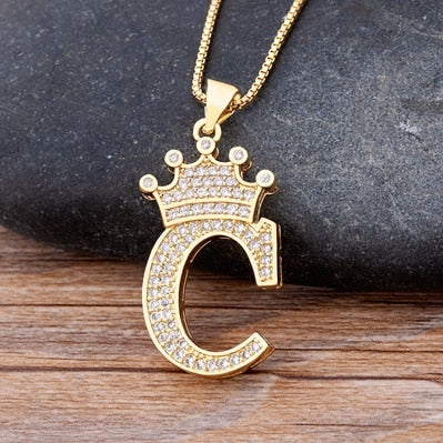 A-Z Zircon Crown  Necklace