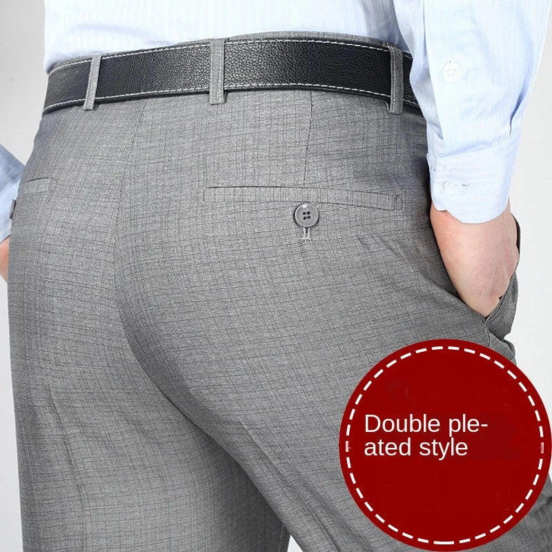Double-pleated men's suit pants
