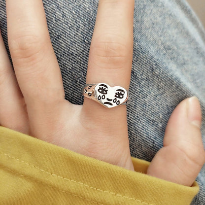 Crying Face Adjustable Ring