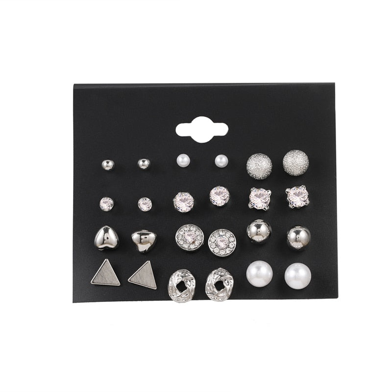 Crystal Heart Stud Earrings