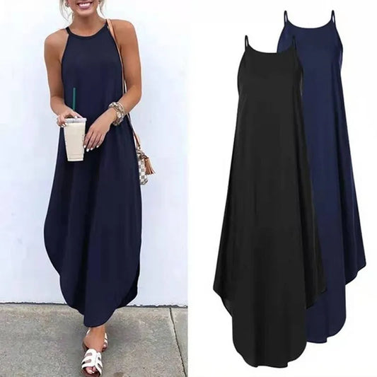 Sleeveless Retro Halter Long Dress