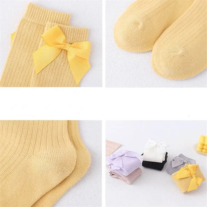 Solid Children Socks With Bows