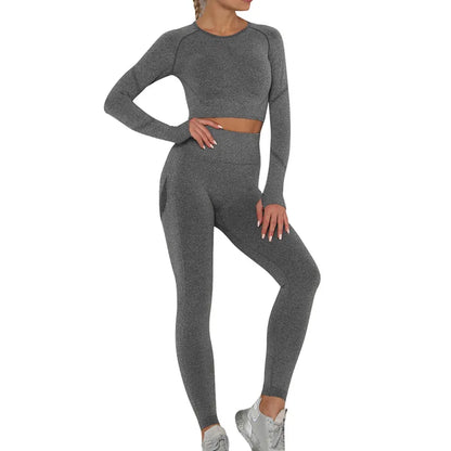 Long Sleeve Top Belly Control High Waist Sport Leggings