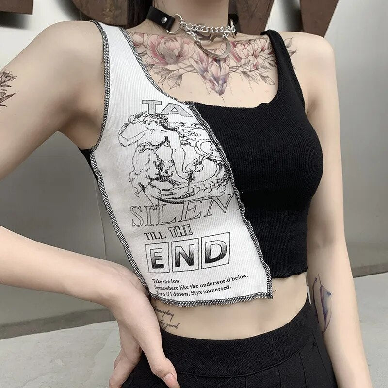 Punk Style Patchwork Tank Top