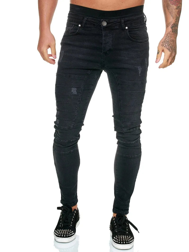 Casual Patchwork Denim Slim Fit Jeans