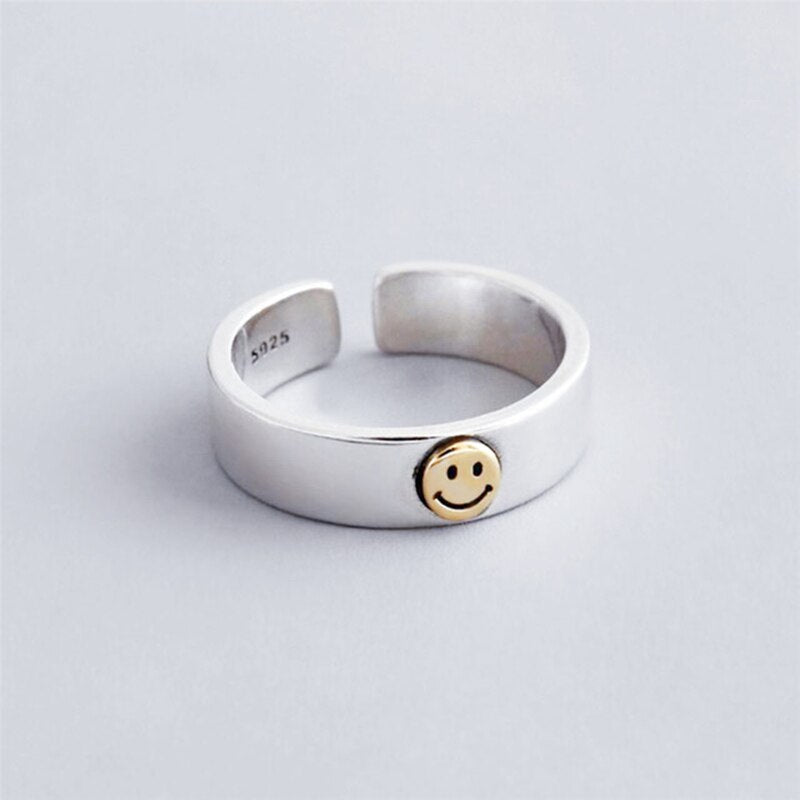 Smile Cry Face Heart Geometric Irregular Ring