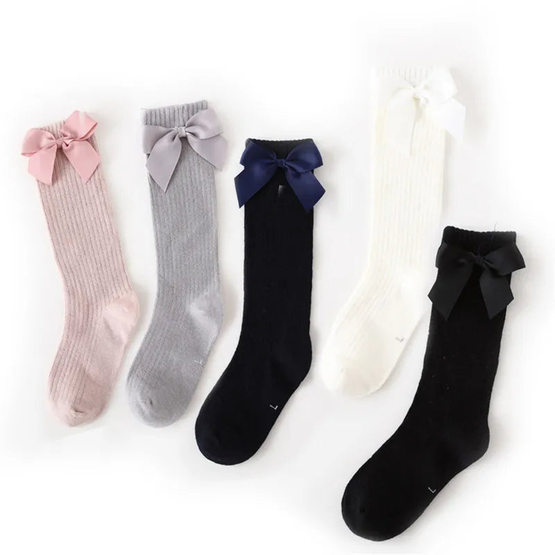 Solid Children Socks With Bows