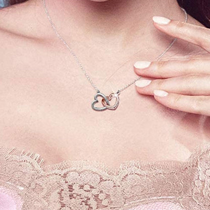 Mother Daughter Love Double Heart-shaped  Necklace