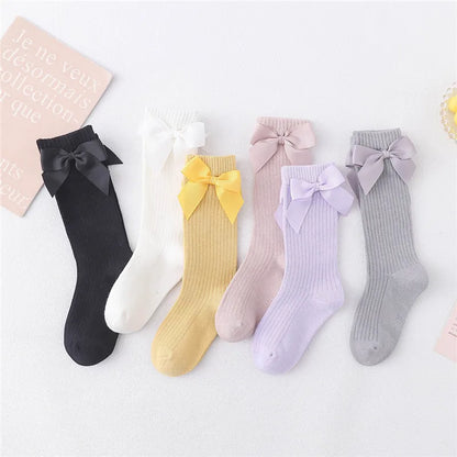 Solid Children Socks With Bows