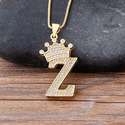 A-Z Zircon Crown  Necklace