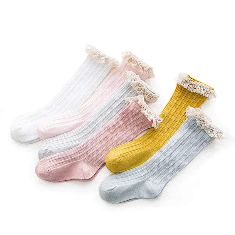 Children's Knee-High Socks with Lace