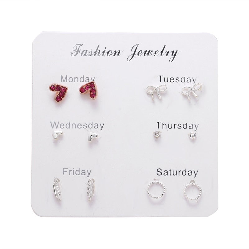 Crystal Heart Stud Earrings