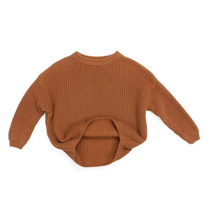 Girls Long Sleeve Pure Color Knit Sweater