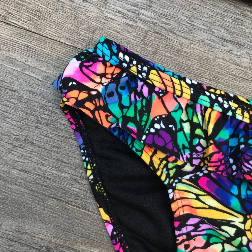 Butterfly Print Child Bikini Set for 7-14 Year