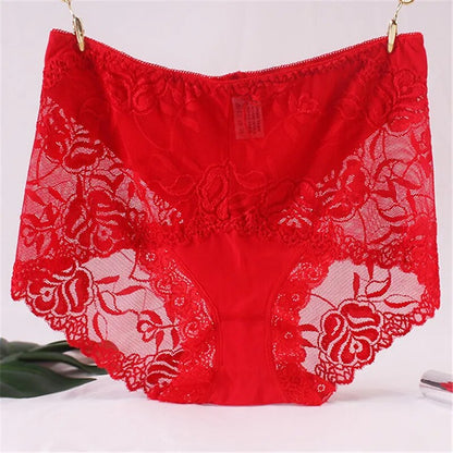 High waist lace large size cotton bottom