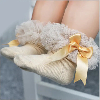 Baby Girls Socks With Bow Tie Lace