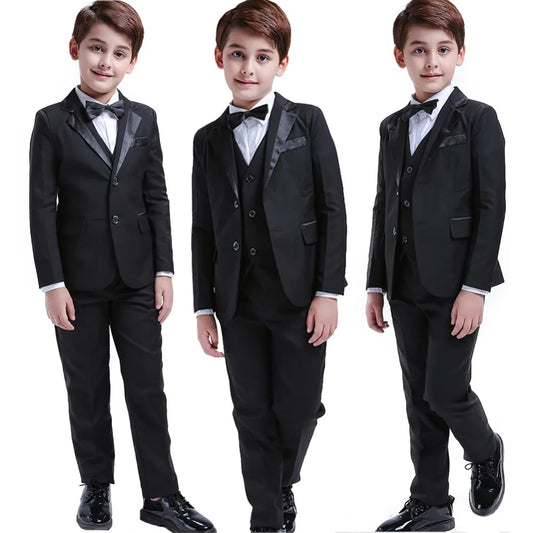 5Pcs Black Boys Suits