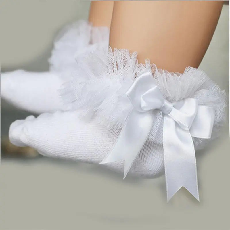 Baby Girls Socks With Bow Tie Lace