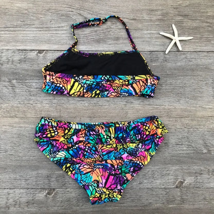 Butterfly Print Child Bikini Set for 7-14 Year