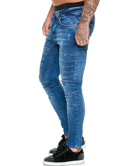 Casual Patchwork Denim Slim Fit Jeans