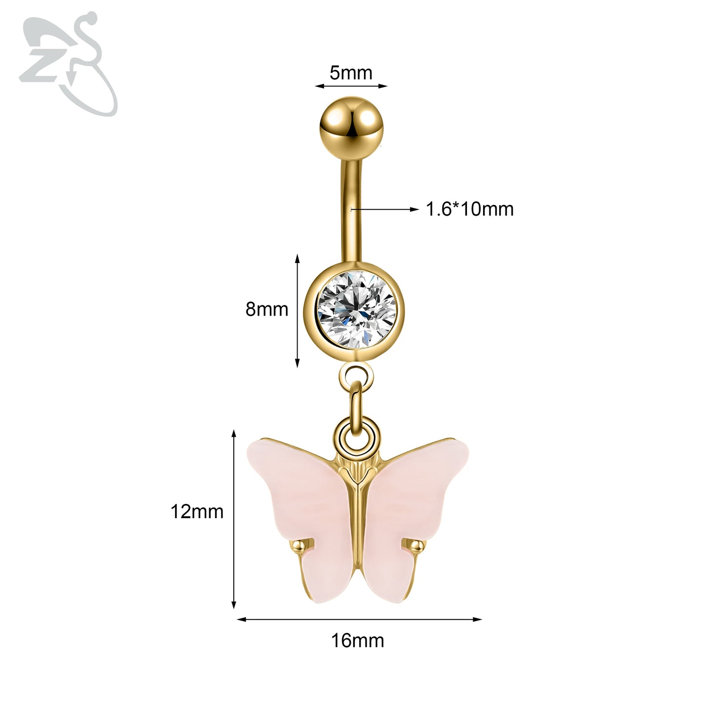 Belly Button Butterfly Rings