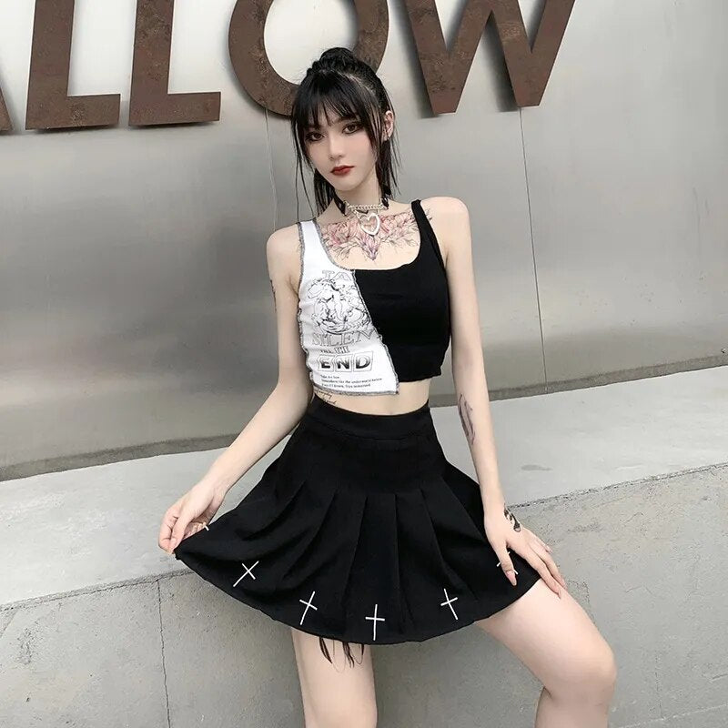 Punk Style Patchwork Tank Top