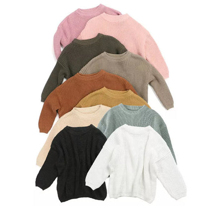 Girls Long Sleeve Pure Color Knit Sweater