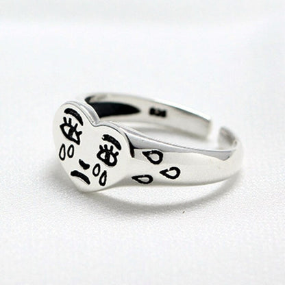 Crying Face Adjustable Ring