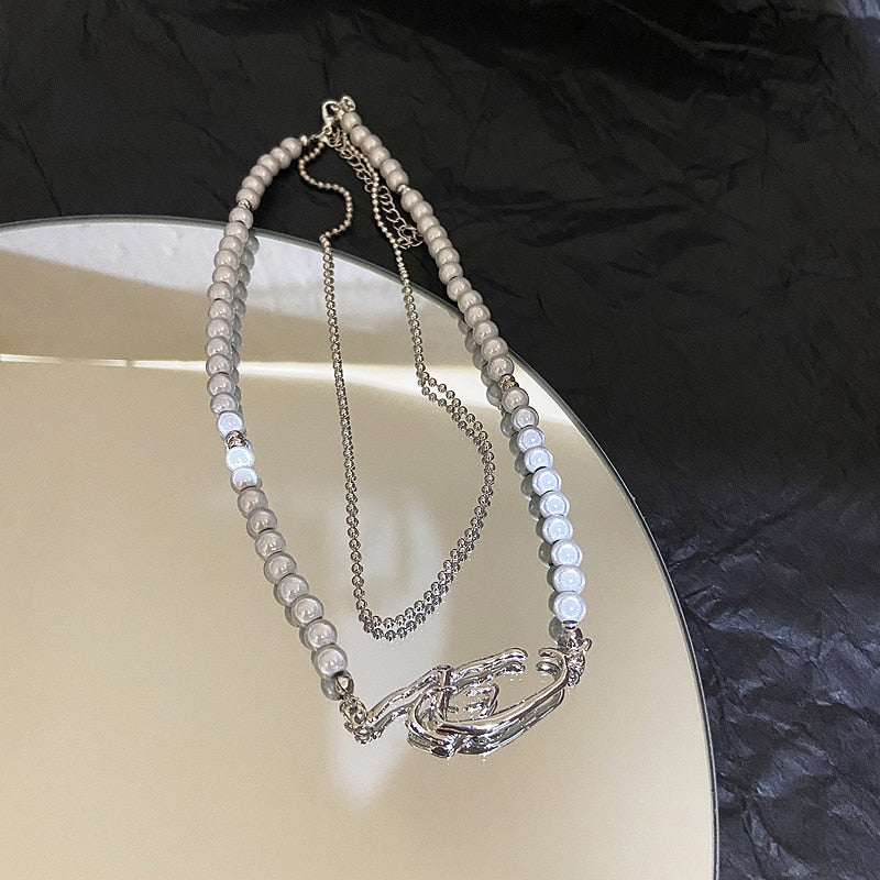 Luminous Beads Pearl Stitching Necklace