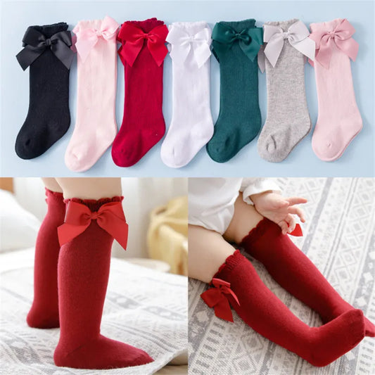 Children Bow Cotton  Knee Socks