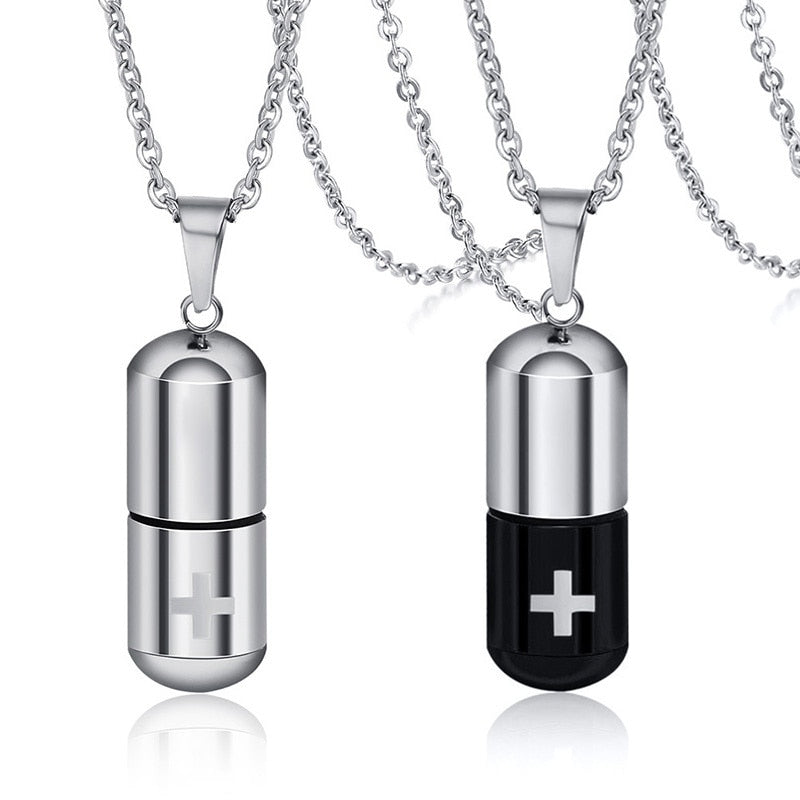 Vnox Hollow Pill Necklace