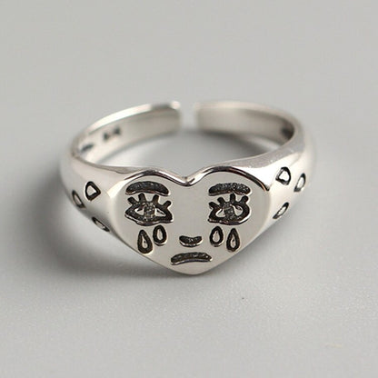 Crying Face Adjustable Ring