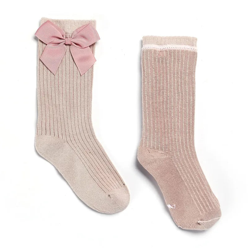 Solid Children Socks With Bows