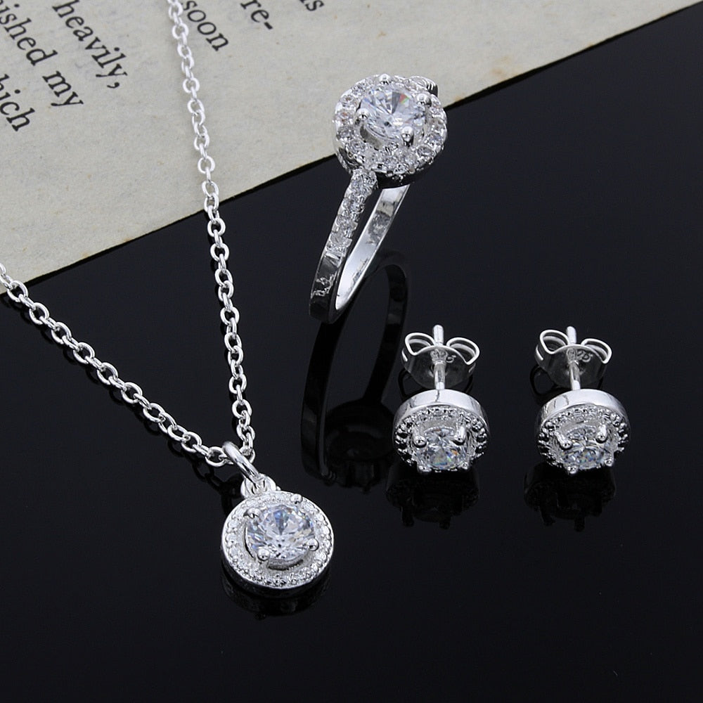 Crystal CZ necklace earring ring jewelry Set