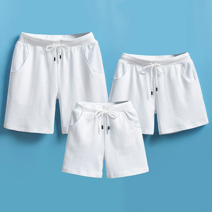 Pure Cotton Half-Length Pants for Boys and Girls White
