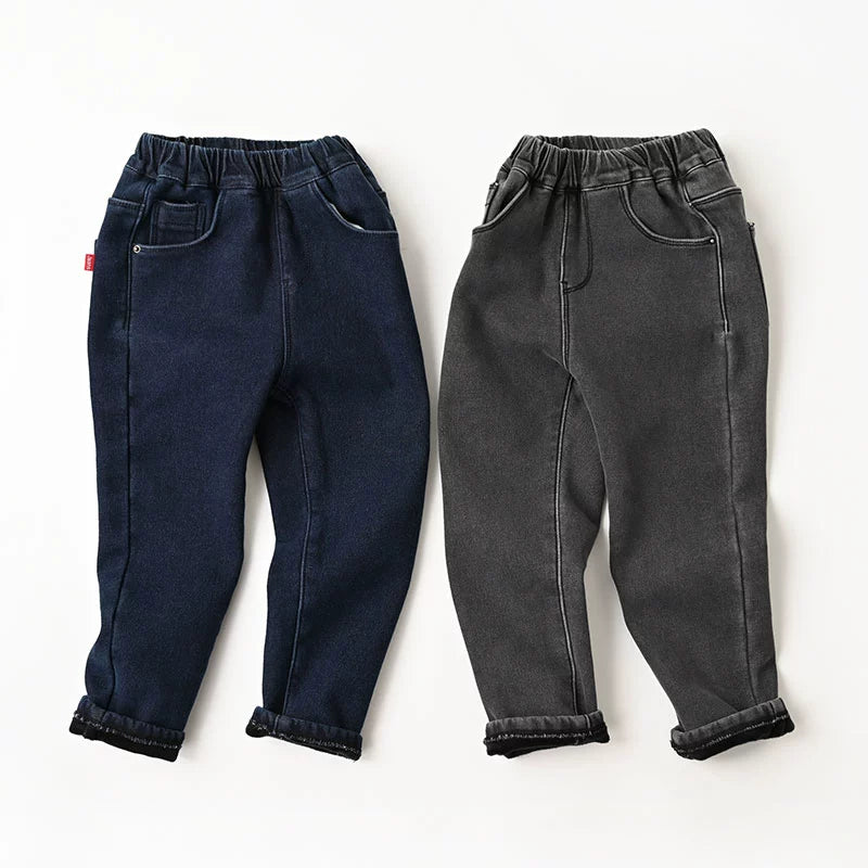 Children's Fleece-lined Soft Jeans
