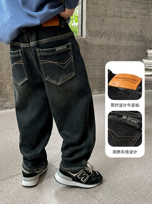 Single-Layer Fleece-Lined Winter Casual Trousers