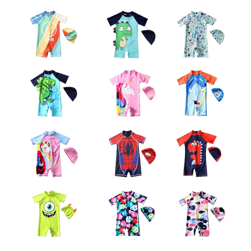 Children's One-Pieces Short Sleeve Swimsuit