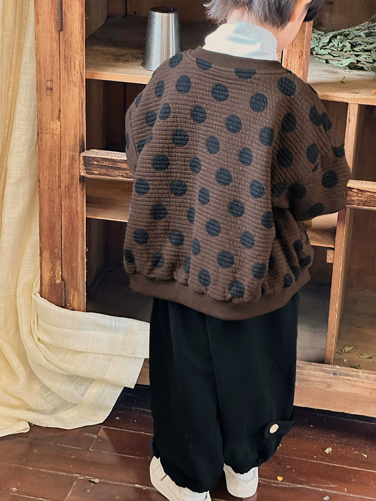 Boys' Mori Style Cotton and Linen Dot Coat