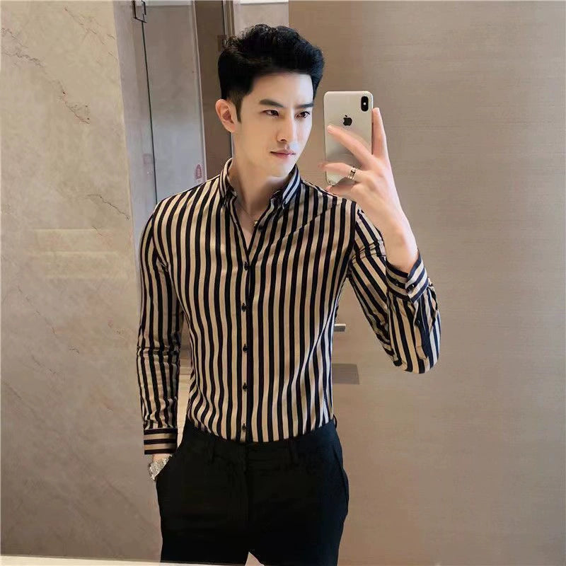 Long-Sleeved Men's Striped Shirt