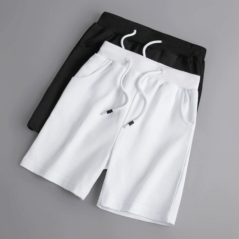 Pure Cotton Half-Length Pants for Boys and Girls White