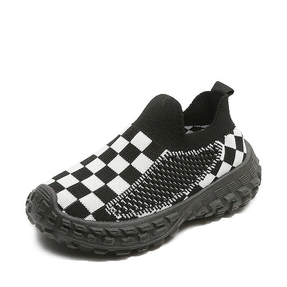 Children's Board Plaid Breathable Flyknit Sneakers