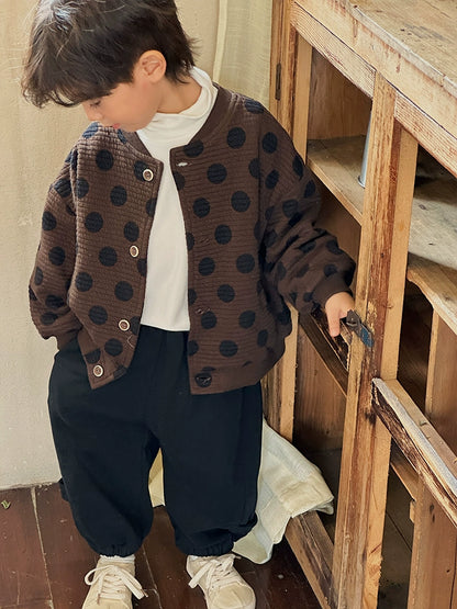 Boys' Mori Style Cotton and Linen Dot Coat