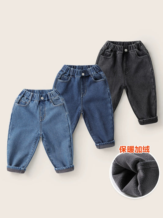 Boys' Fleece-lined Denim Cotton Pants